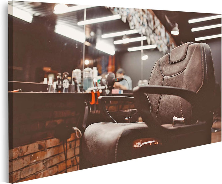 islandburner Bild auf Leinwand Barbershop Sessel Moderner Friseur Friseursalon Barber Shop Männer Bi