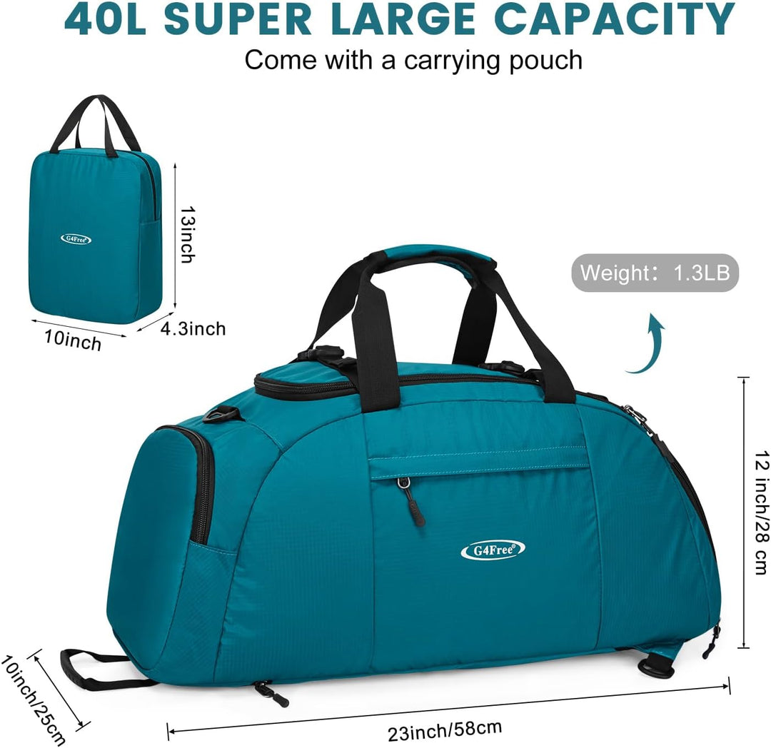 G4Free 40L Faltbare 3-Wege-Reisetasche Sporttasche mit Schuhfach Herren Damen Gym Bag Gepäck für Spo