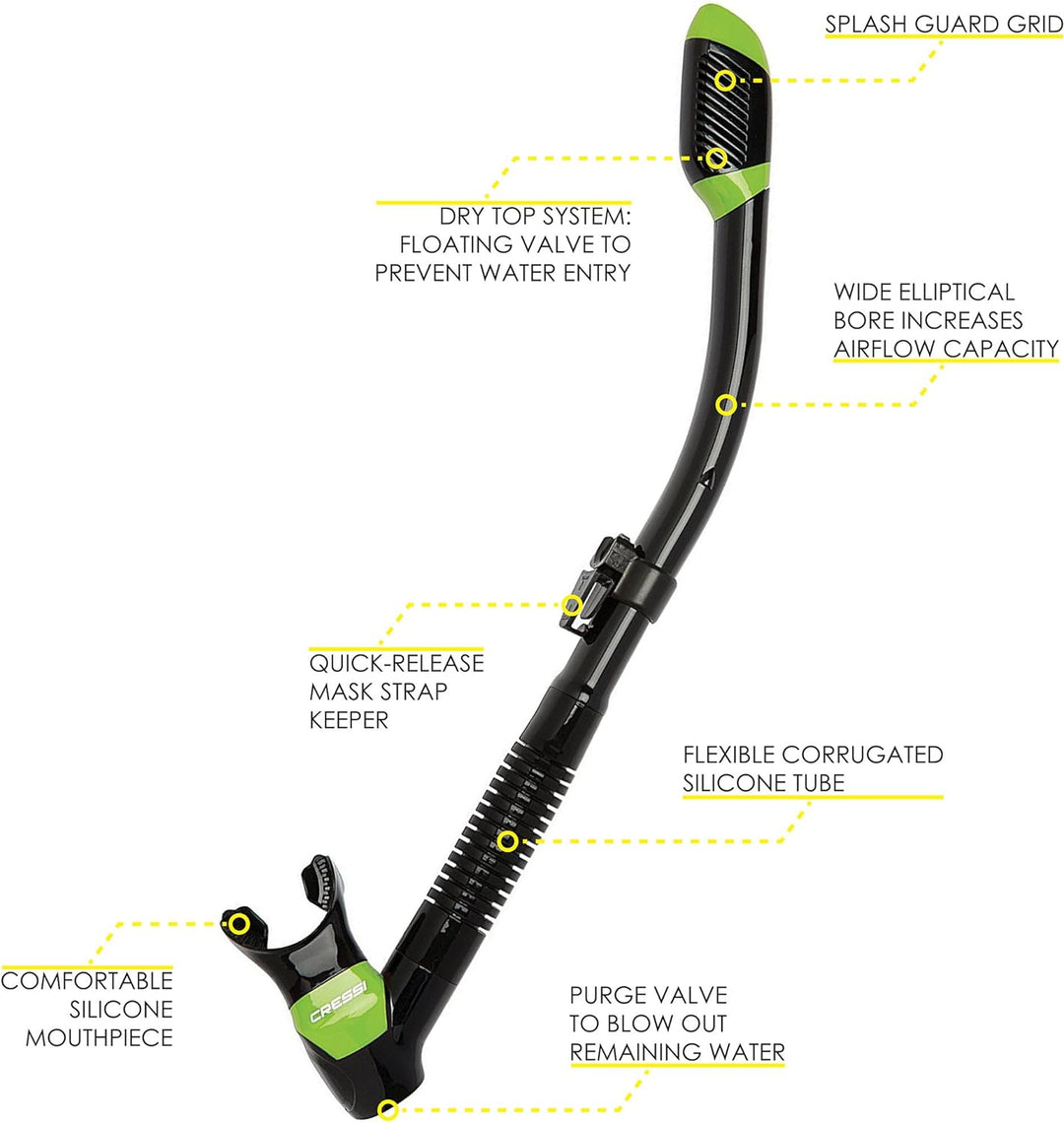 Cressi Panorama-Maske und Trocken-Schnorchel-Set zum Schnorcheln, Tauchen, Pano 3 & Supernova Dry: e