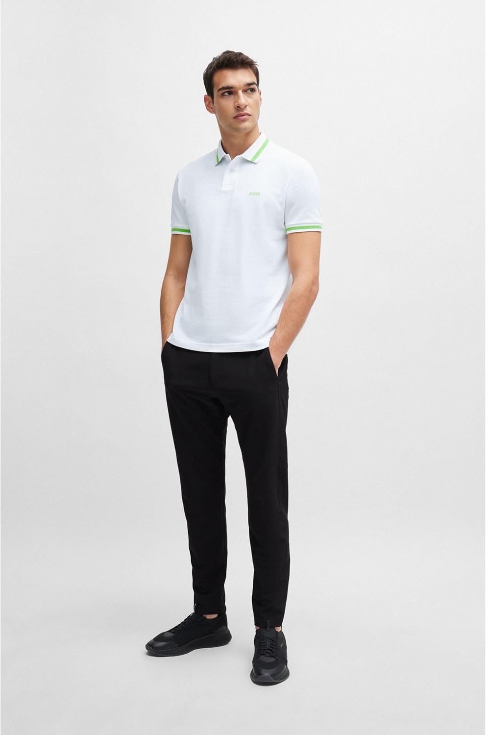 BOSS Herren Pio Polohemd S Weiss 100, S Weiss 100