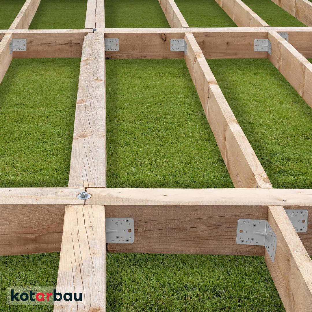 KOTARBAU® 25 Stk. Winkelverbinder 100x100x80 mm mit Rippe Sicke Lochwinkel Bauwinkel Holzverbinder B