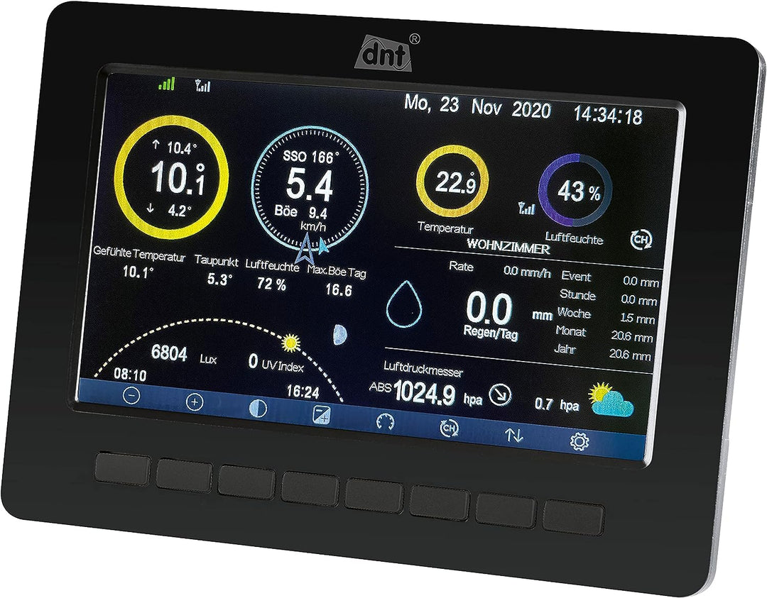 dnt WiFi-Wetterstation WeatherScreen PRO + Zusatz-Thermo-/Hygrosensor