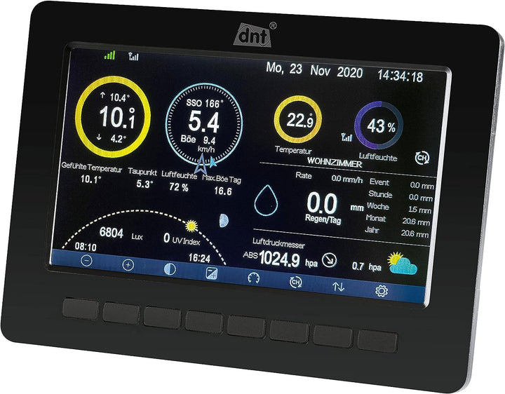dnt WiFi-Wetterstation WeatherScreen PRO + Zusatz-Thermo-/Hygrosensor