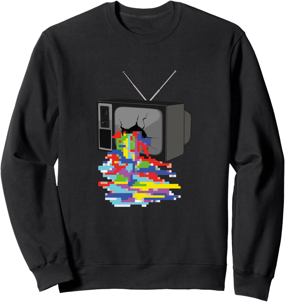 Kaputter Fernseher Farbige Pixel Retro Vintage Sweatshirt