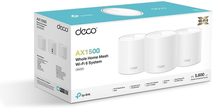 TP-Link Deco X1500 Mesh WLAN Set (2 Pack), Wi-Fi 6 AX1500 Dual Band Router & Repeater, 2X Gigabit Po