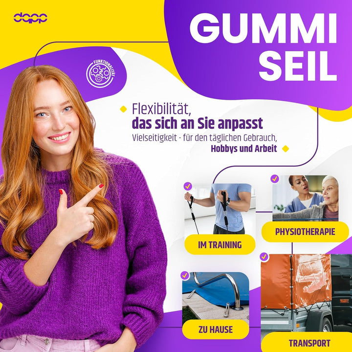 GUMMISEIL | 5mm | 50m | Gelb | Expanderseil Expander Gummischnur Gummikordel Spannseil Planen Seil S