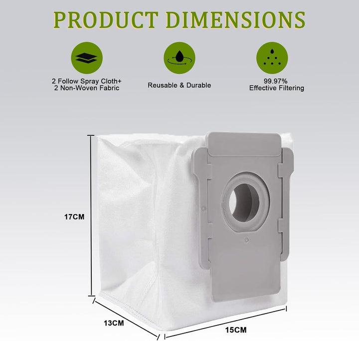 BAKTH 12 Staubsaugerbeutel Kompatiblen für iRobot Roomba i7 i7+ i8 i8+ i4 i4+ i6 i6+ j7 J7+ S9 S9+ E