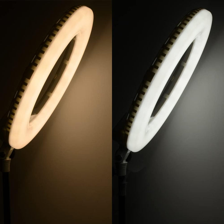 Yidoblo QS-480SII 3200k-5500k Dimmbares LED-Video-Ringlicht-Kit mit Handyhalter,Schminkspiegel,Stati
