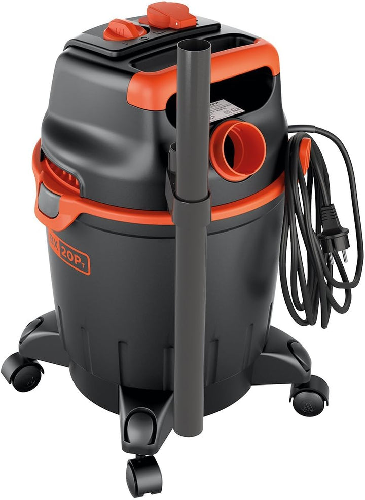 BLACK+DECKER Nass und Trockensauger BXVC20PTE mit Integrierte Steckdose für Elektrowerkzeug (1200 W,