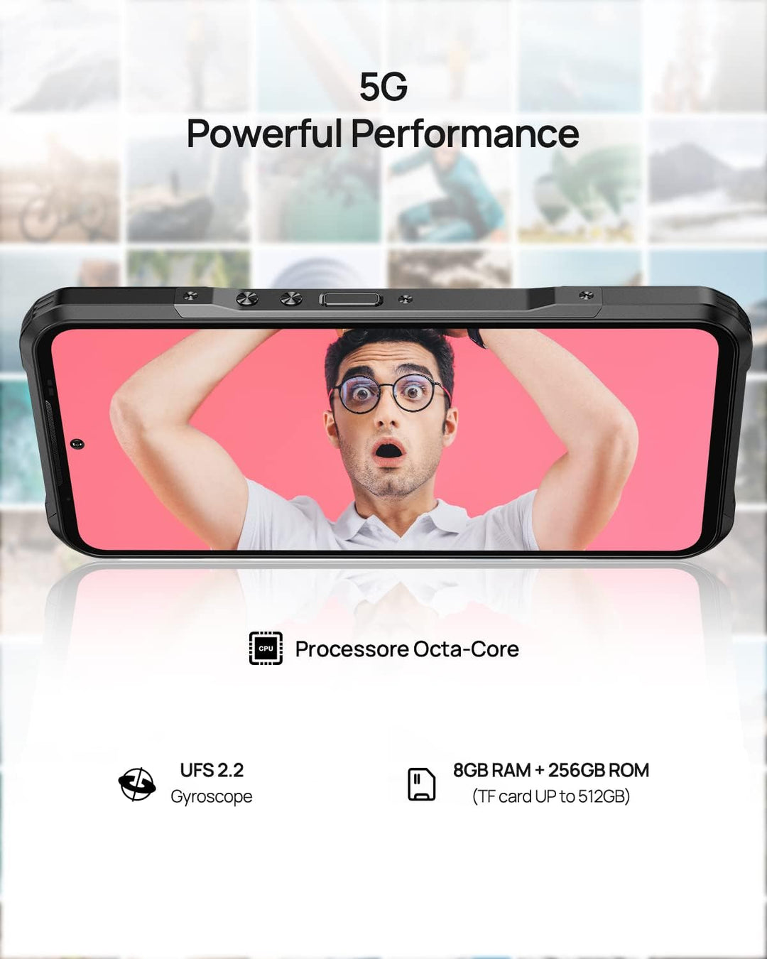 DOOGEE V20 Dual 5G Outdoor Smartphone, 6.43 Zoll 2K AMOLED Outdoor Handy, 8GB+256GB,64 MP Triple-Kam