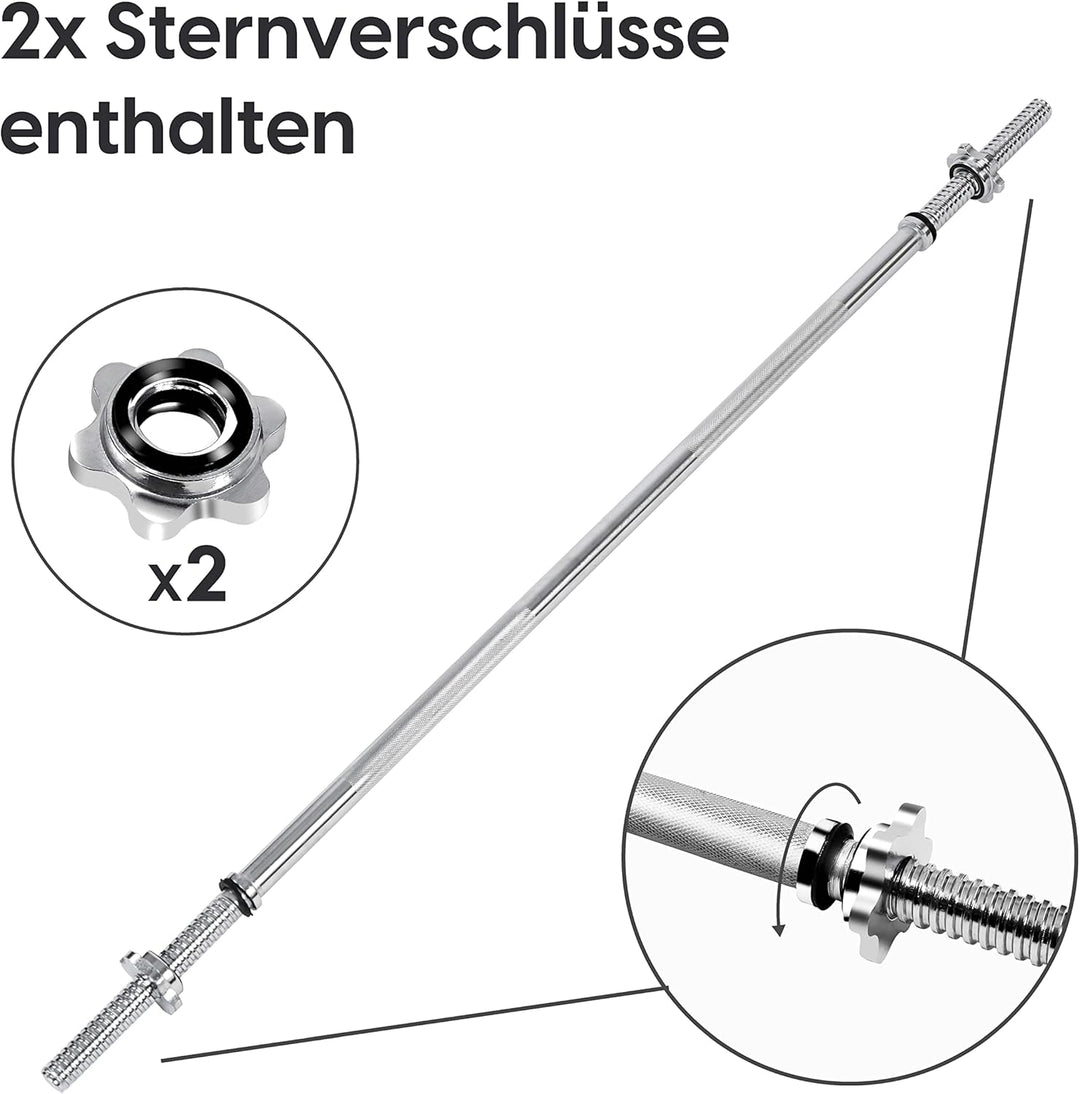 wuuhoo® Langhantelstange Henry - 180cm / 150 cm / 120 cm Hantelstange 25mm, Stahl verchromte Hantel