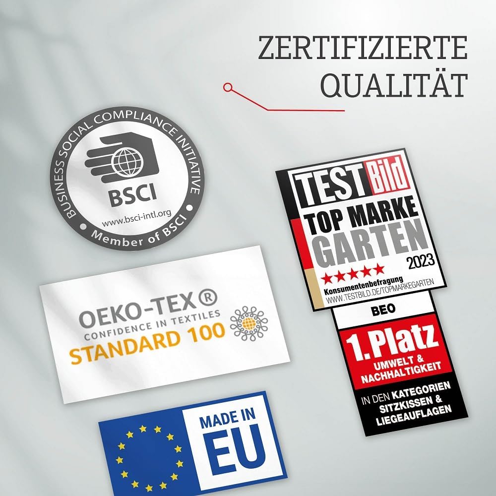 Beo Lounge Auflagen Set Monaco | Made in EU | 8 Polster Gartenmöbel atmungsaktiv | Maschinenwaschbar