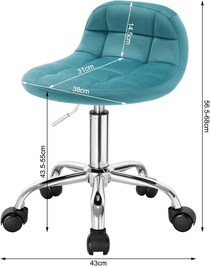 WOLTU Bürohocker mit Rollen, Schminktisch Stuhl höhenverstellbar, Rollrocker mit niedriger Rückenleh