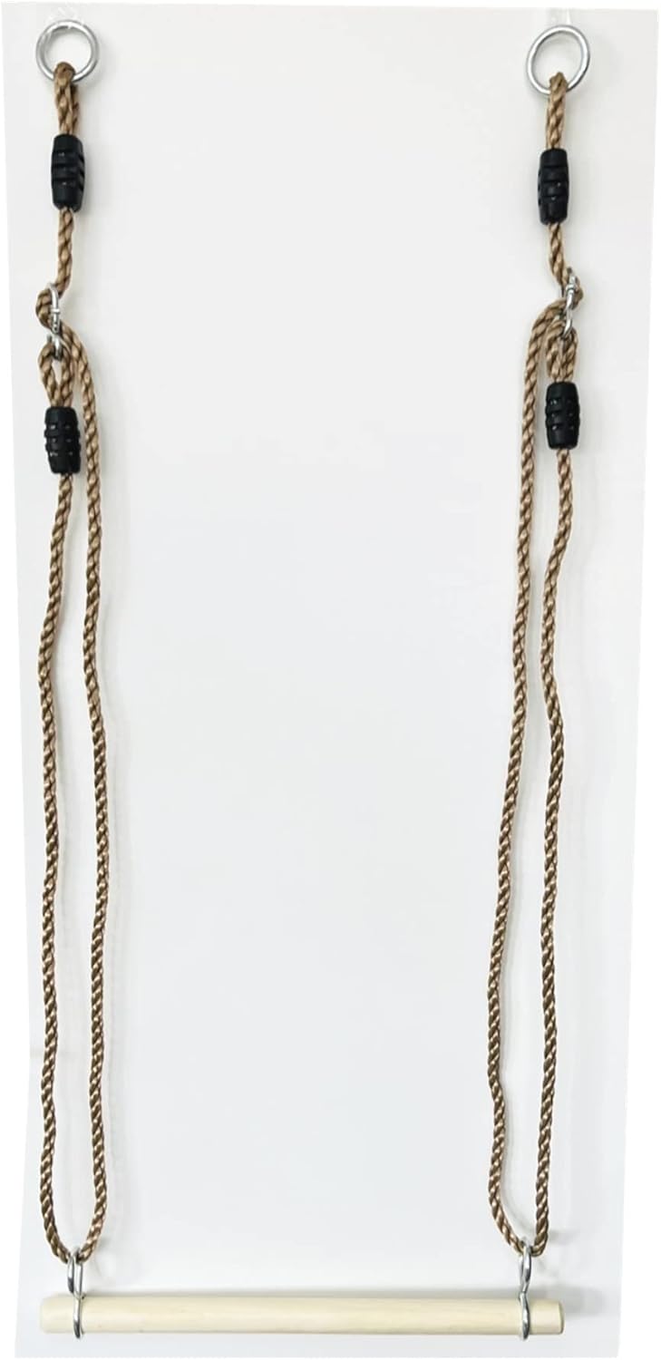 3in1 Schaukelset, Turnringe + Holztrapez + Schaukelbrett incl. Seilset zum Einhängen (Turngeräte Set