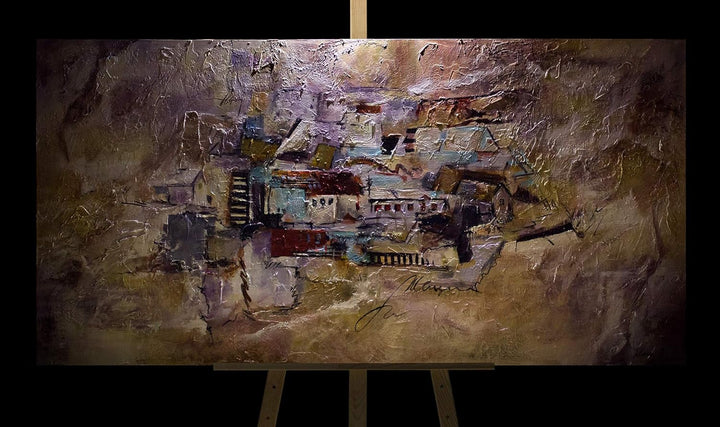 YS-Art Abstrakt Stil Acryl Gemälde auf Leinwand Fortschritt handgemalt Wandbilder Wohnzimmer modern