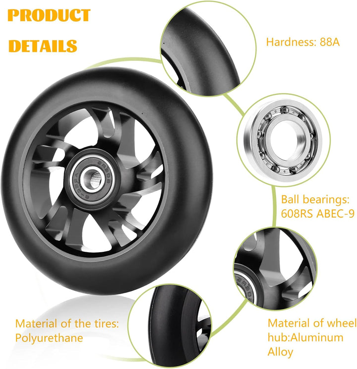 DBREAKS Stunt Scooter Rollen, 2 Stück Scooter Ersatzräder, 100mm Scooter Räder mit ABEC, 9 Kugellage