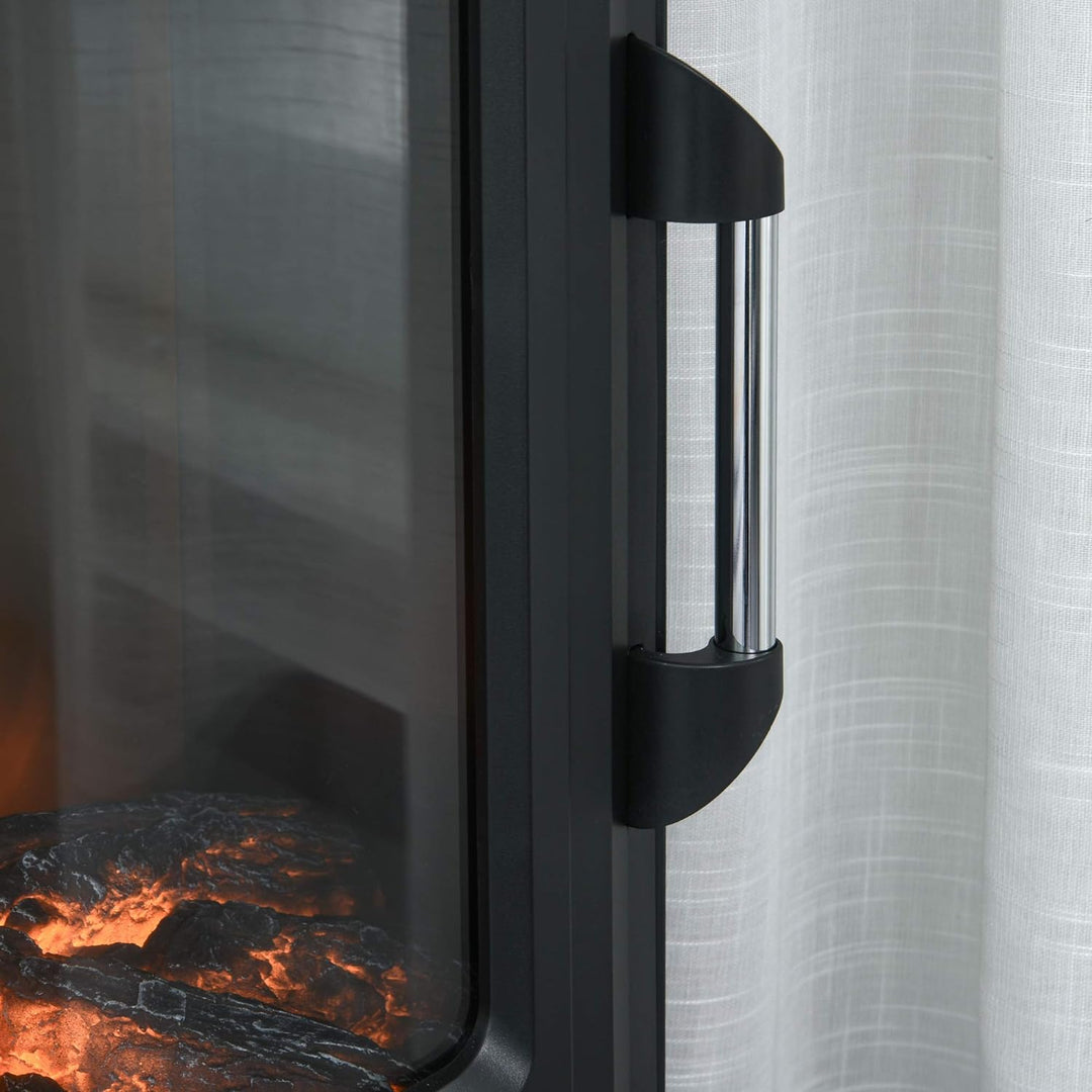 HOMCOM Elektrokamin E-Kamin mit Flammeneffekt Thermostat Kaminofen 1000 W/2000 W, 20–25 qm, Schwarz