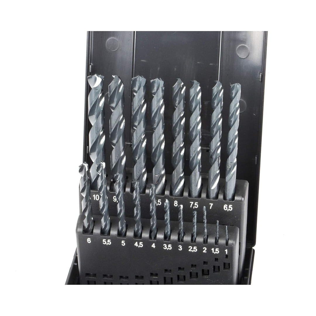 STIER Spiralbohrer Set HSS-R, 19-tlg (1-10 mm), Metallbohrer Satz, Stahlbohrer Satz, selbstzentriere