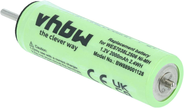 vhbw 2X Akku kompatibel mit Panasonic W835, EW1211w, W805, W845 Rasierer (2000 mAh, 1,2 V, NiMH)