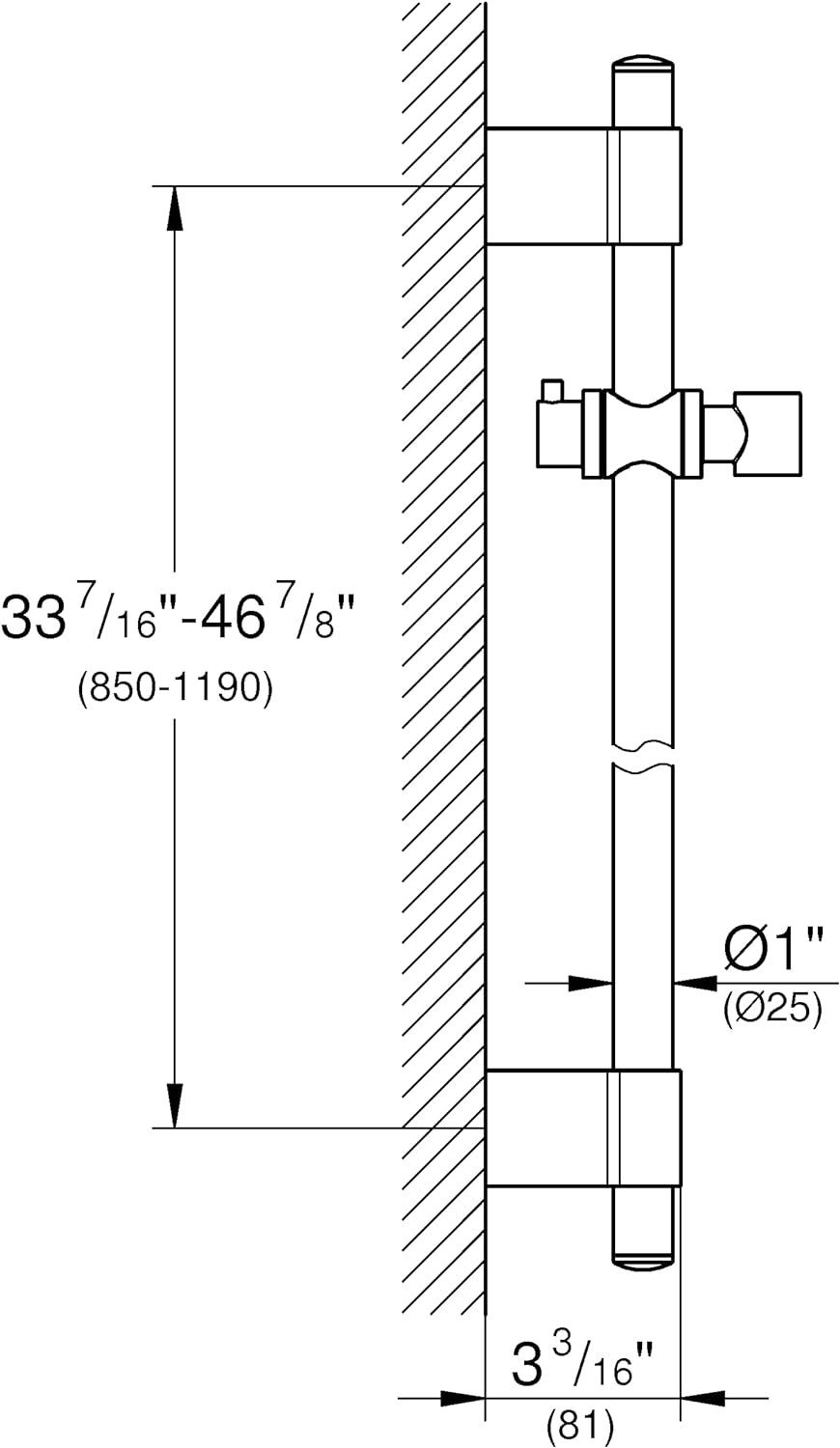 GROHE Rainshower Brausen und Duschsysteme (Brausestange, 1,150 mm, mit Wandhaltern aus Metall) chrom