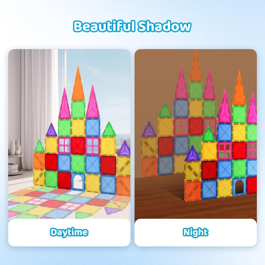 Crenova Magnetische Bausteine STEM Magnet Spielzeug Kinder 3D Farbenfrohe Starterset Magnetbausteine