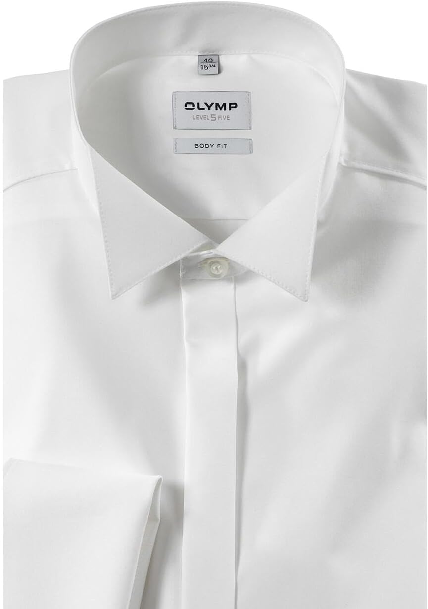 OLYMP Level Five Body fit Gala Hemd Langarm Stretch weiss 36 Beige, 36 Beige