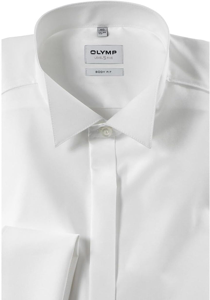 OLYMP Level Five Body fit Gala Hemd Langarm Stretch weiss 36 Beige, 36 Beige