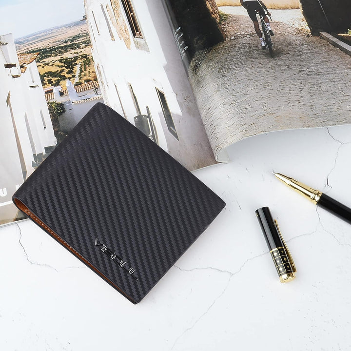 VISOUL Leder Geldbörse Herren mit ID-Fenster & RFID Schutz I Echtleder Geldbeutel für Männer I Porte