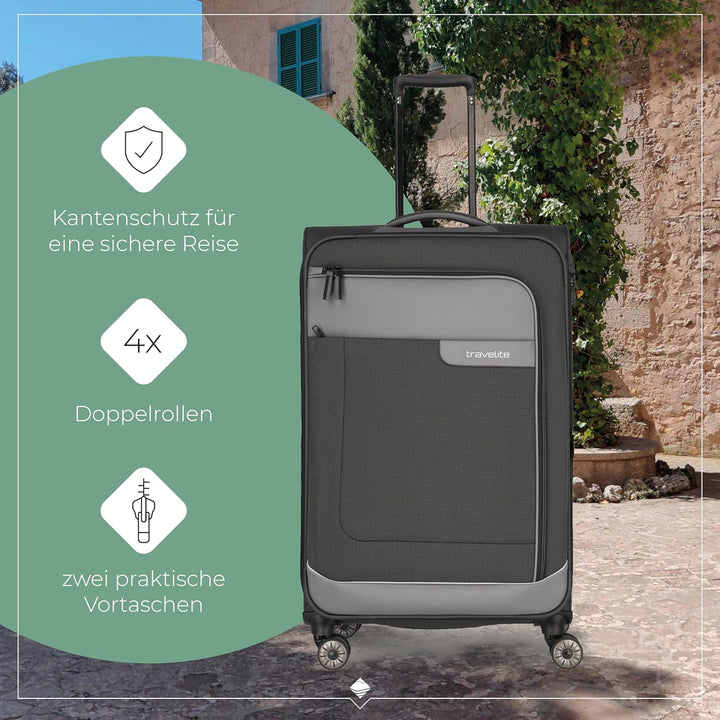 TRAVELITE VIIA 4w Trolley M, Schiefer UNISEX ONE SIZE Trolley M erw. (67 cm) Schiefer (Grau), Trolle