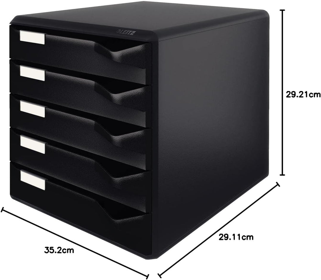Leitz Post-Set mit 5 Schubladen, Schubladenset zur Aufbewahrung von Dokumenten und Büromaterialien,