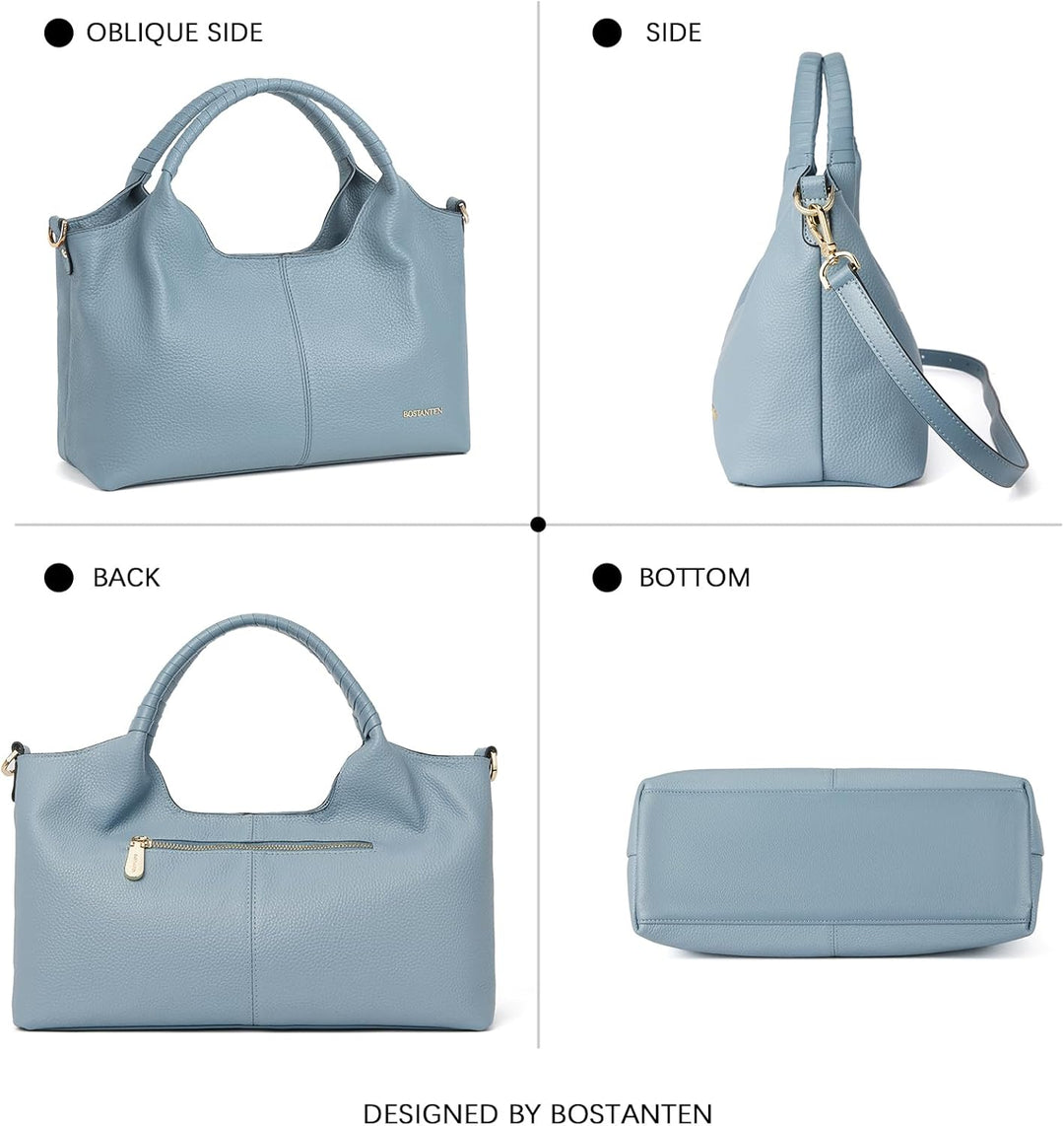 BOSTANTEN Damen Weiches Leder Handtaschen Gross Schultertasche Designer Frauen ledertaschen 2411-bla