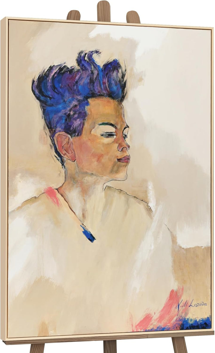 YS-Art XXL Abstrakt Acryl Gemälde auf Leinwand mit Rahmen Schiele handgemalte Wandbilder Wohnzimmer