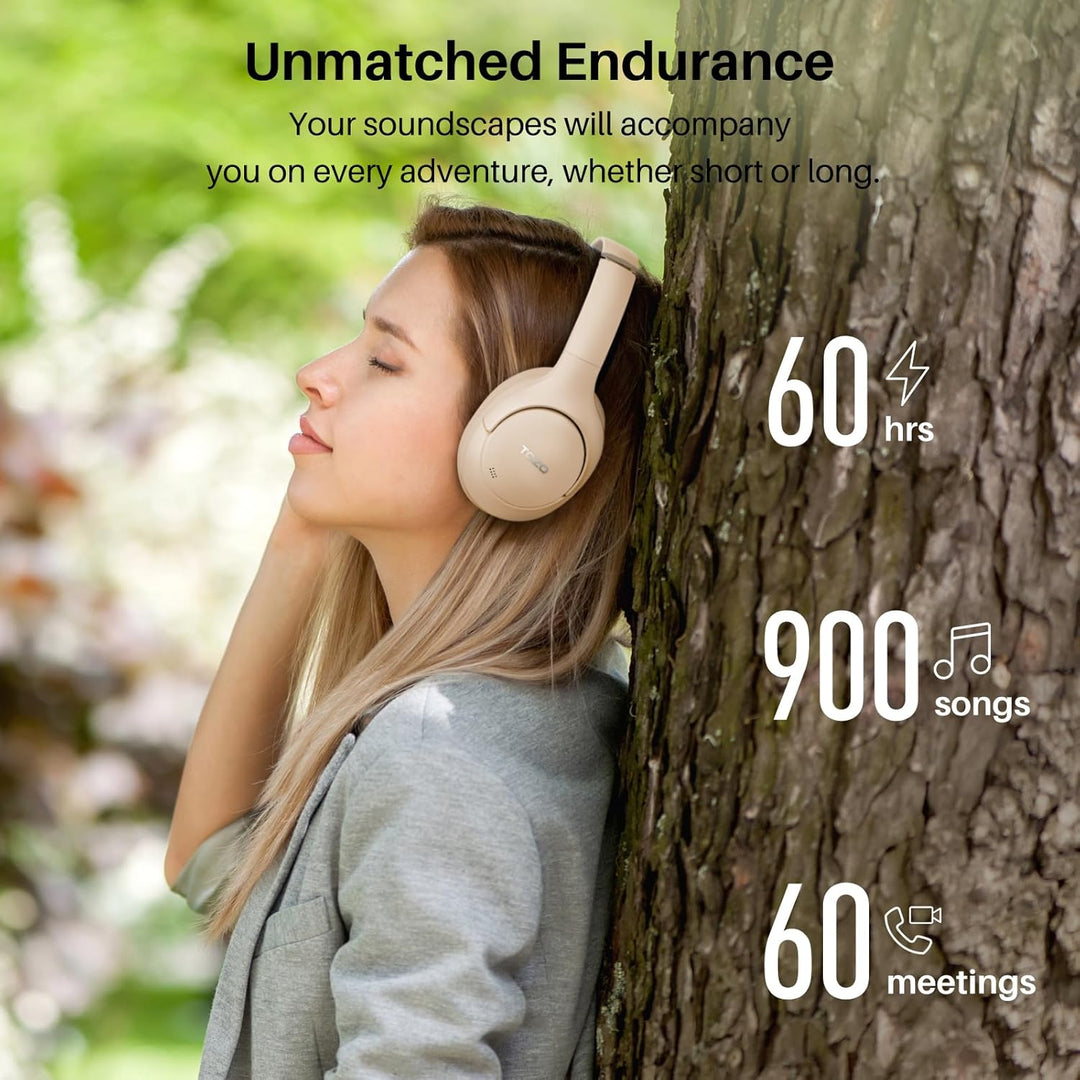 TOZO HT2 Kabelloser Bluetooth Kopfhörer Over-Ear mit Hybrid Active Noise Cancelling, 56 Stdn. Spielz