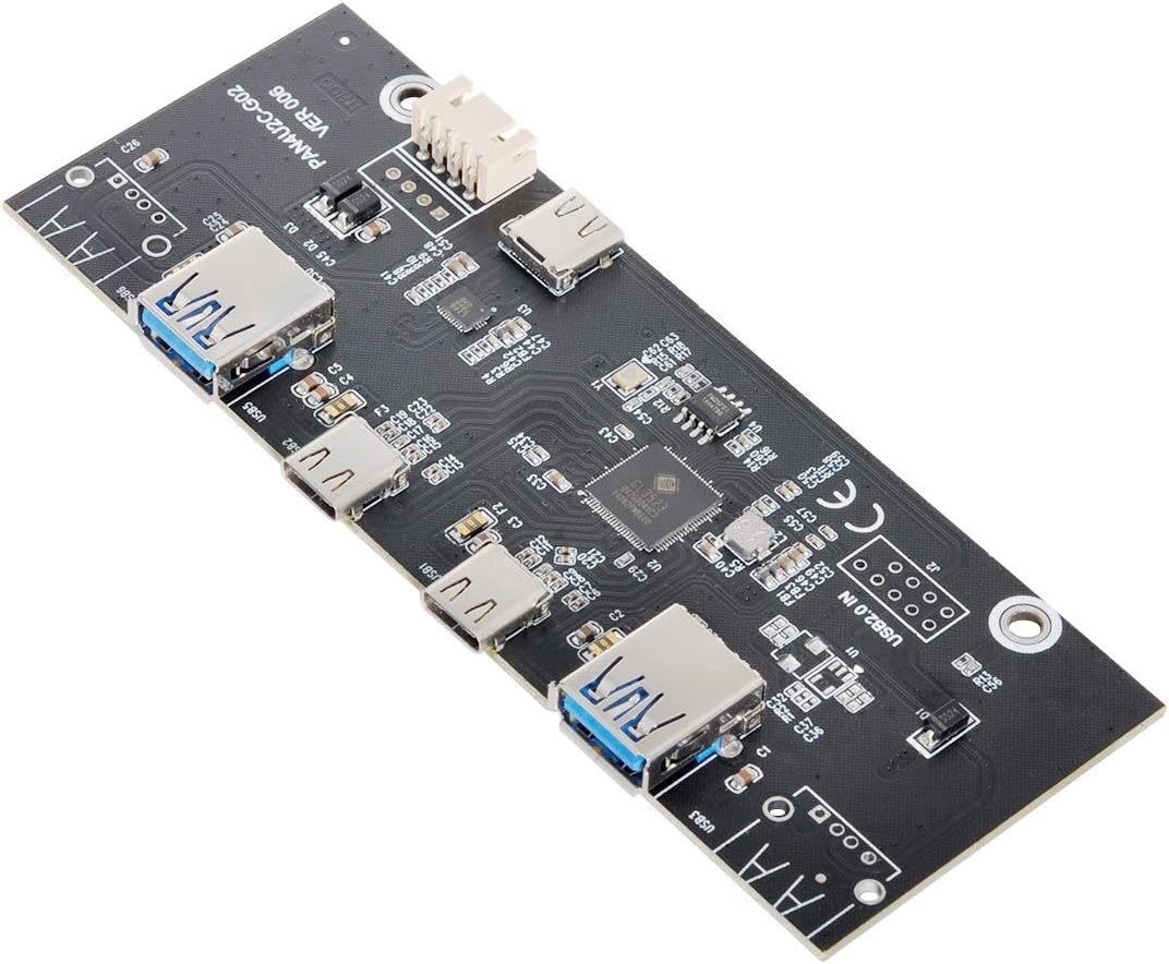 Xiwai USB-C & USB 3.0 HUB 4 Ports Frontpanel zu Motherboard 20pin Anschlusskabel für 5,25 Zoll CD-RO