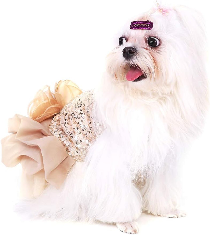 Hundekleid Haustier Kleine Hund Kleidung Pailletten Seidige Tutu Welpen Kostüm Hund Prinzessin Elega