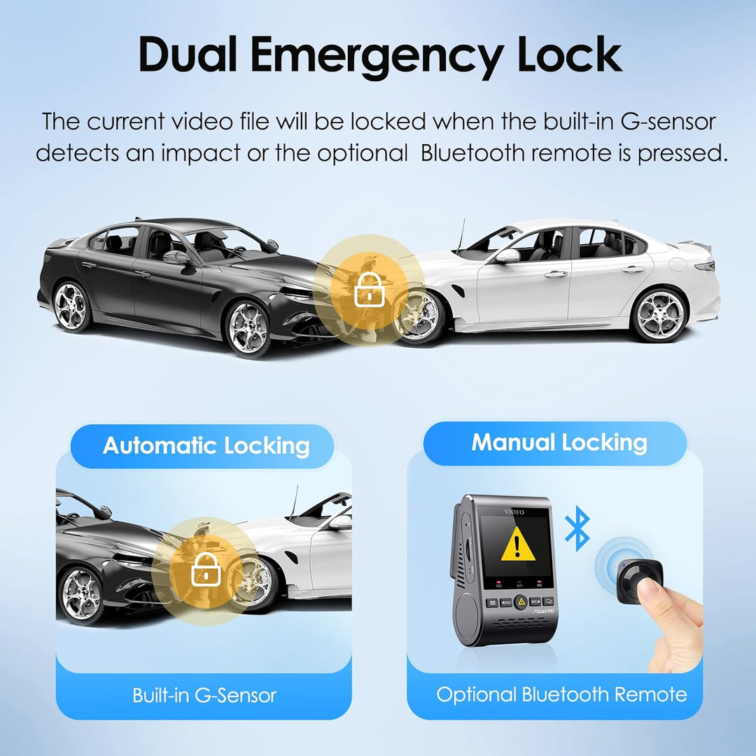 VIOFO A129 Plus Duo Dual WiFi WLAN Dashcam, GPS Modul 2K 1440P 60fps + 1080P Vorne Hinten Auto Kamer