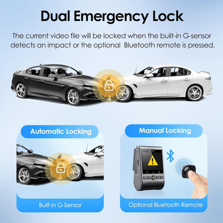 VIOFO A129 Plus Duo Dual WiFi WLAN Dashcam, GPS Modul 2K 1440P 60fps + 1080P Vorne Hinten Auto Kamer