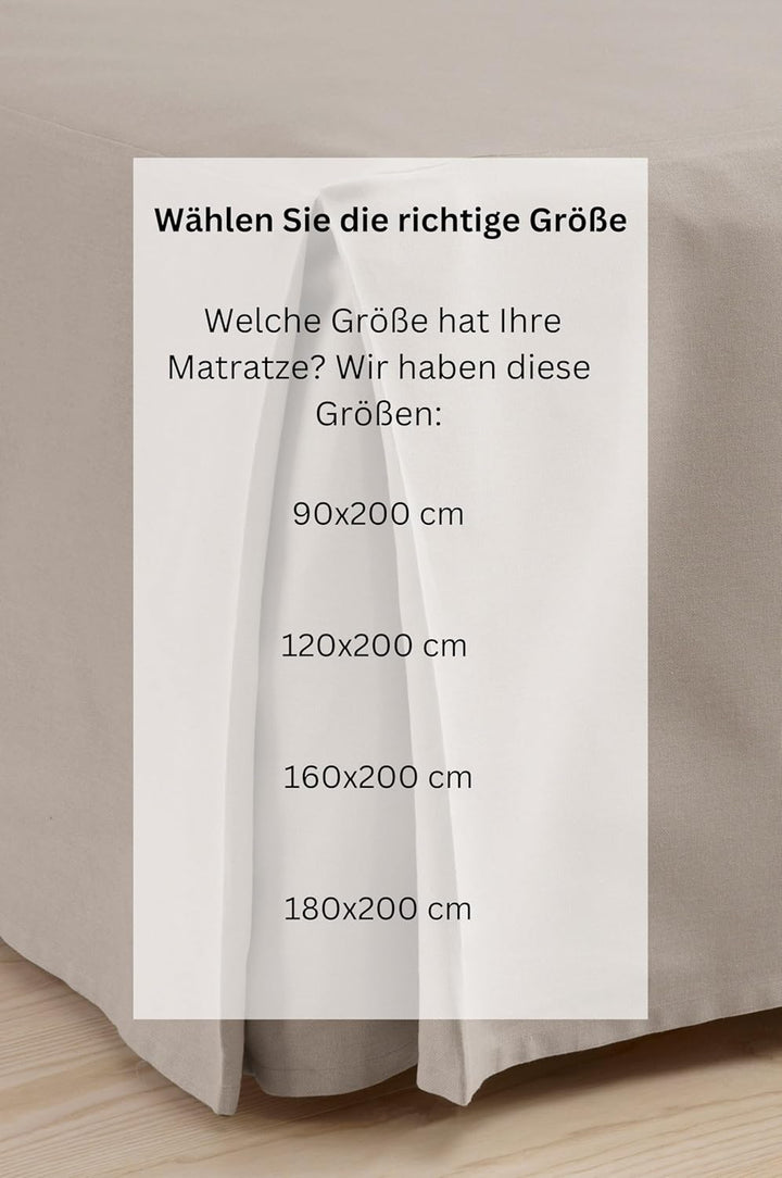 Jotex Colour Betthusse - 100% hochwertige Bio-Baumwolle Bettrock, Höhe 45 cm - Graubeige, 120 x 200