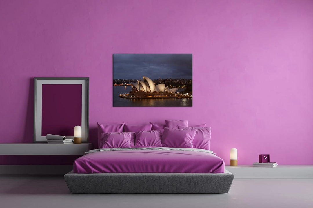 deyoli Sydney Opera House im Format: 100x70 als Leinwandbild, Motiv fertig gerahmt auf Echtholzrahme