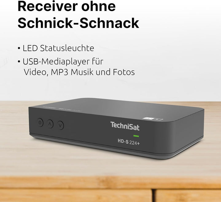 TechniSat HD-S 224+ - Kompakter HD-Satelliten Receiver mit HD+ Senderpaket für 6 Monate (DVB-S2, Tim