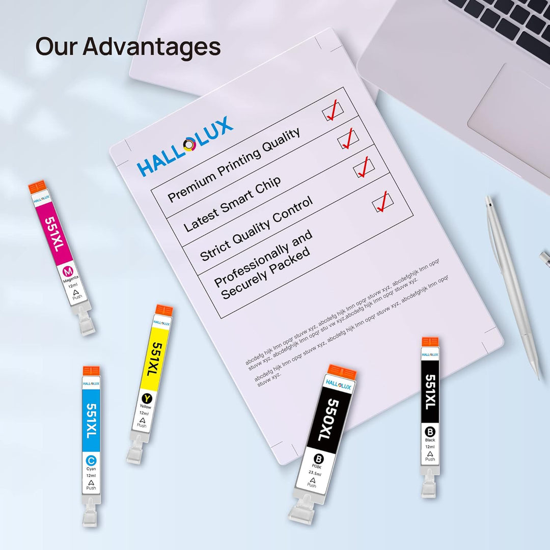 HALLOLUX 550 XL 551 XL Multipack Kompatibel für Canon PGI-550 XL CLI-551 XL für Pixma MX925 MX920 MG