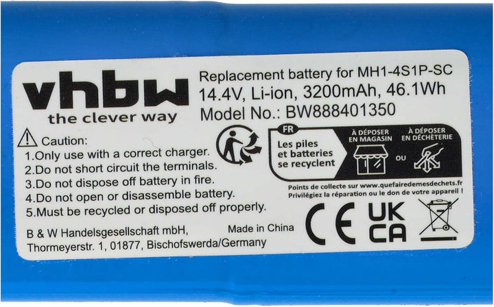 vhbw Akku kompatibel mit Proscenic M6 Pro, LDS M7 Staubsauger (3200 mAh, 14,4 V, Li-Ion)