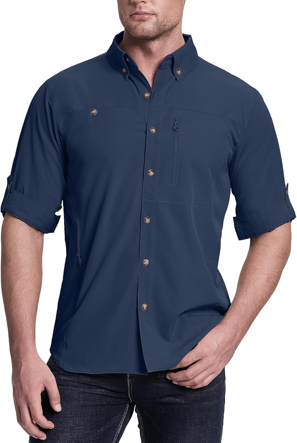 33,000ft Herren Sportshemd Männer Langarmhemd Schnelltrocknendes Leichtes Funktionshemd Atmungsaktiv