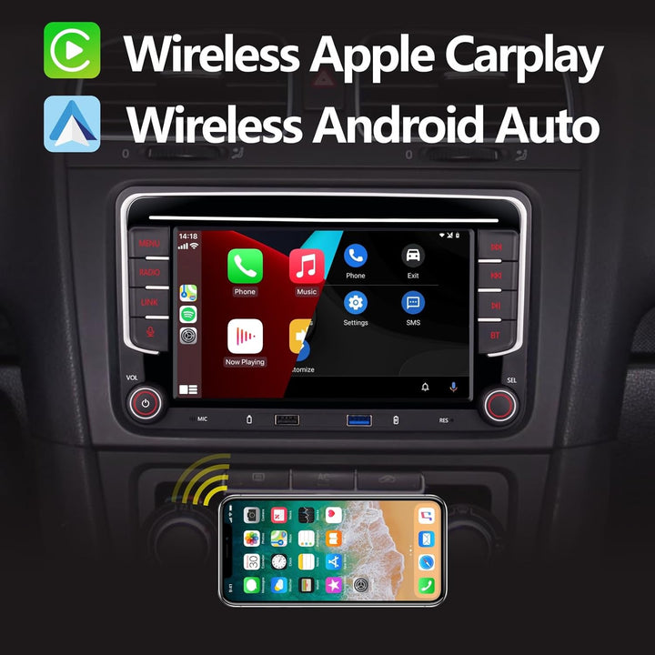 YZKONG Autoradio für VW Passat Golf MK5 Jetta Caddy EOS Tiguan mit CarPlay Android Auto, Double DIN