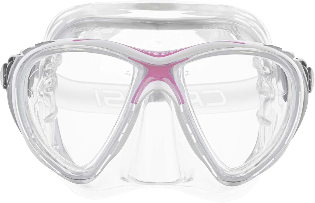 Cressi Men's Big Eyes Evolution Scuba Diving and Snorkeling Mask Eine Grösse Transparent/Rosa, Eine