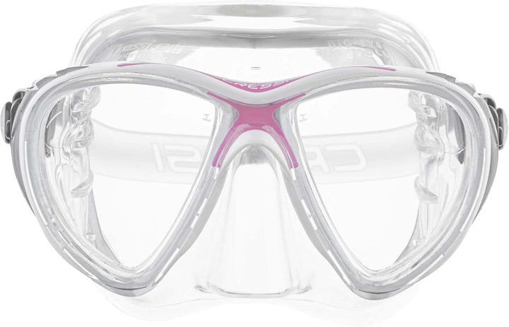 Cressi Men's Big Eyes Evolution Scuba Diving and Snorkeling Mask Eine Grösse Transparent/Rosa, Eine
