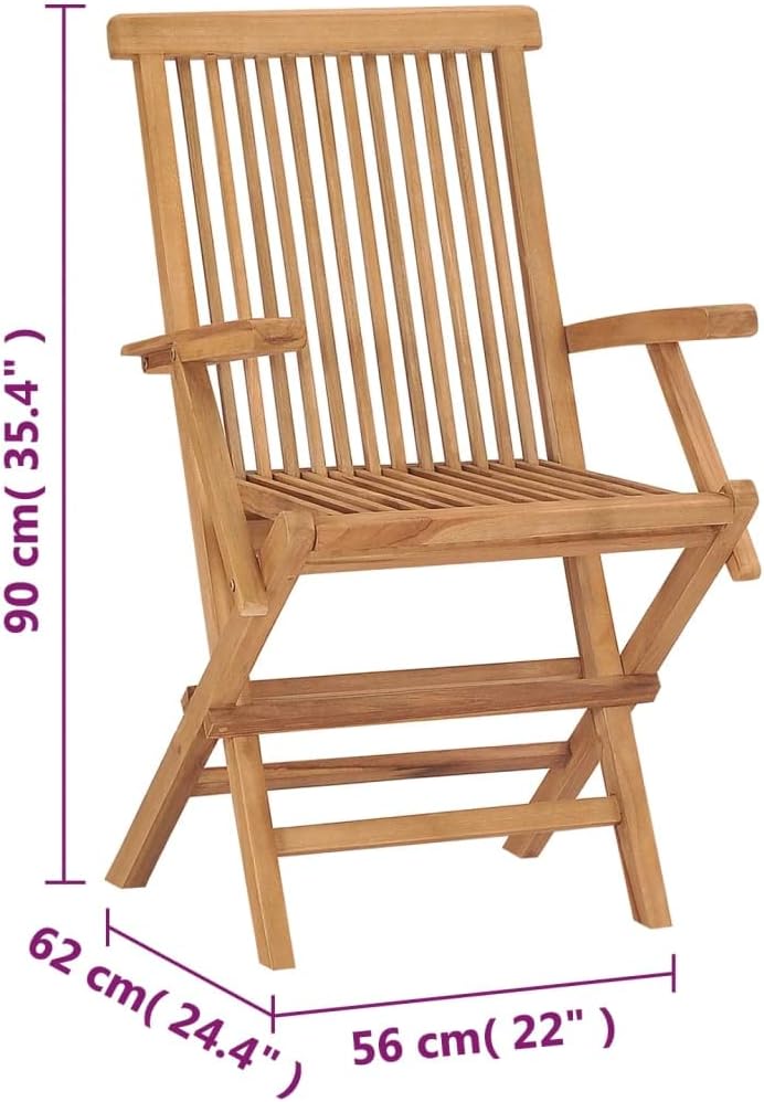 vidaXL 2X Teak Massiv Gartenstuhl mit Armlehnen Klappbar Holzstuhl Klappstuhl Stuhl Stühle Gartenmöb