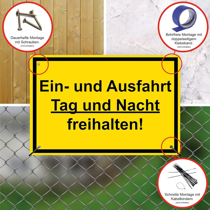 5 Stück Einfahrt und Ausfahrt freihalten Schild 30 x 20 cm Alu 3mm Alu-Dibond stabile Aluminiumverbu
