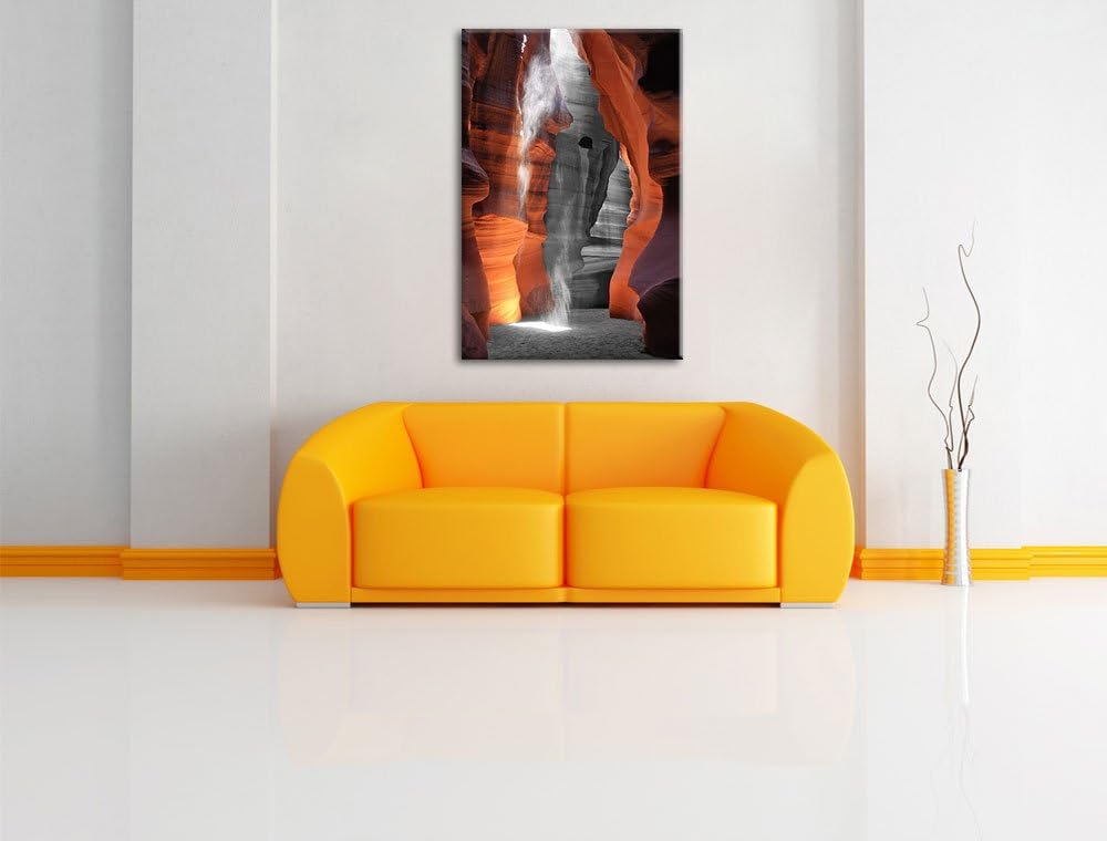prächtiger Antelope Canyon schwarz/weiss Format: 100x70 auf Leinwand, XXL riesige Bilder fertig gera