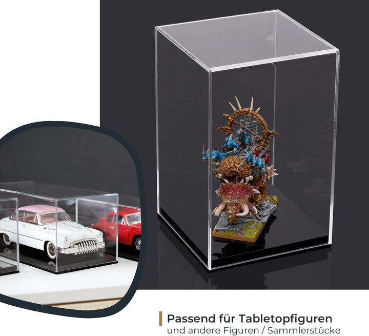 HMF 46812 Acryl Vitrine / Schaukasten für Modellautos, Figuren | 20 x 20 x 38 cm | Transparent 38 cm